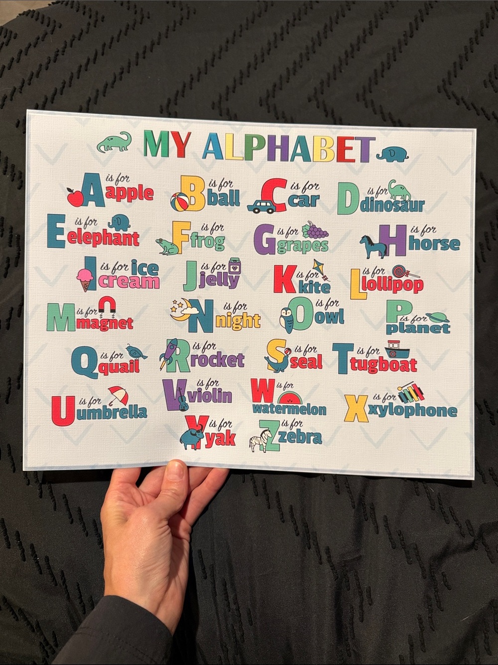 My Alphabet Kids Wall Art - Multicolor Alphabet Print - 14 inches by 11 inches